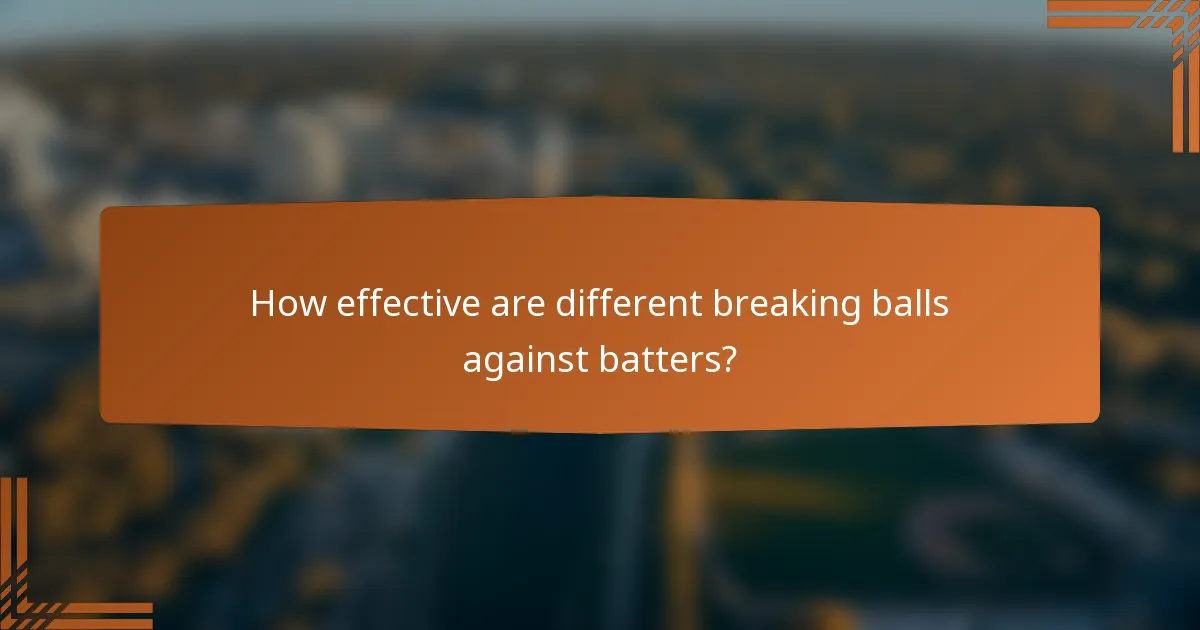 How effective are different breaking balls against batters?